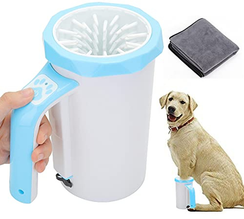 Limpiador de patas para perros, Cepillo de silicona suave for patas perro con toalla for perros medianos y grandes, limpiador sucias embarradas