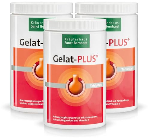 Sanct Bernhard Gelat-PLUS Tabletten mit Collagen-Hydrolysat, Calcium & Magnesium | 3x1600 Tabletten