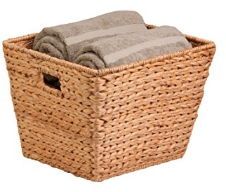 Honey-Can-Do STO-02884 Tall Square Water Hyacinth Basket Bin, Large, 15 L x 15 W x 12 H