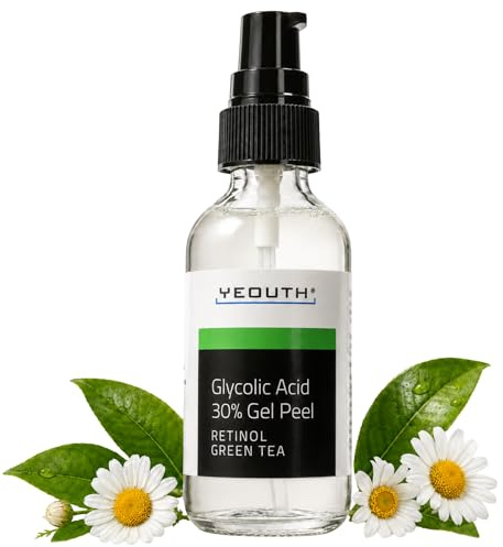 YEOUTH Glycolic Acid Peel for Face, At Home Chemical Exfoliator AHA 30% Glycolic Acid Face Peel with Retinol, Designed to Refresh and Smooth the Appearance of Skin 1oz