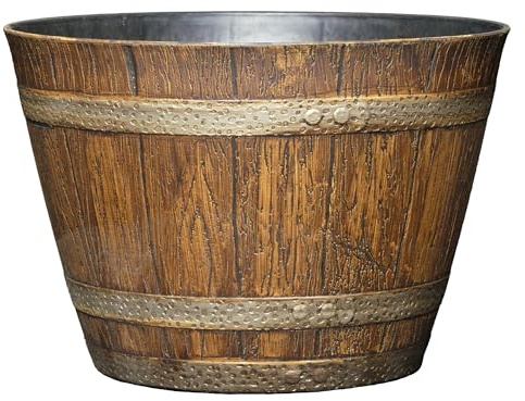 GROWSCAPE 9 Jameson Whiskey Barrel with Drainage in Distressed Oak