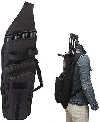 XTACER Multi-fonction 4 Schlauch – Rückenköcher Jagd Training Bogenschießen Pfeil Köcher Halter Bogen Tasche, schwarz