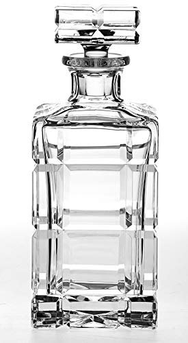 barski – cortado a mano – boca soplado – Crystal – Decantador de Whisky – cuadrado – 30 ml – Fabricado en Europa