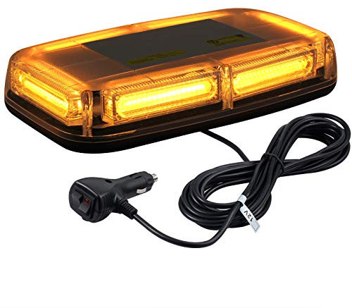 Justech 6-COB LED 60W Car Warning Light 7 Flash Modes Waterproof Amber Beacon Emergency Light Recovery Strobe Light 12V 24V with Magnetic Base for Car Vehicle Truck Trailer