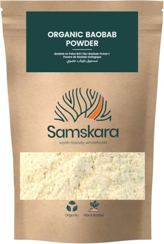 Bio Baobab Pulver | Qualität A+, 100% rein, Quelle für Vitamin C, Kalzium, natürliches Kollagen | SAMSKARA | reich an Mikronährstoffen | (1 kg x 1 Packung)