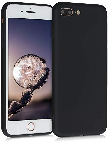 kwmobile Hülle kompatibel mit Apple iPhone 7 Plus/iPhone 8 Plus Hülle - gummierte TPU Silikon Handyhülle - Schutzhülle für kabelloses Laden - Case in Schwarz matt