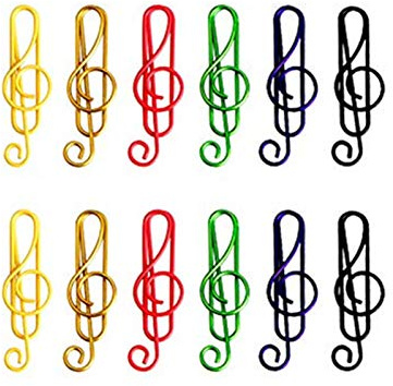 100 clips de papel de música, 6 colores, marcadores de música, clips de papel de metal, clips de notas musicales para oficina, escuela, artículos de papelería, 40 mm