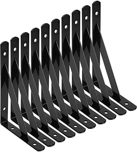 STARVAST 10 Stück Regalhalterungen Schwerlast, 90 Grad Wand-Winkel Regalhalterung Metall Regalträger mit Schrauben Wand Regalträger Eisen Regalwinkel für Winkel Regal (150 x 95mm), Schwarz