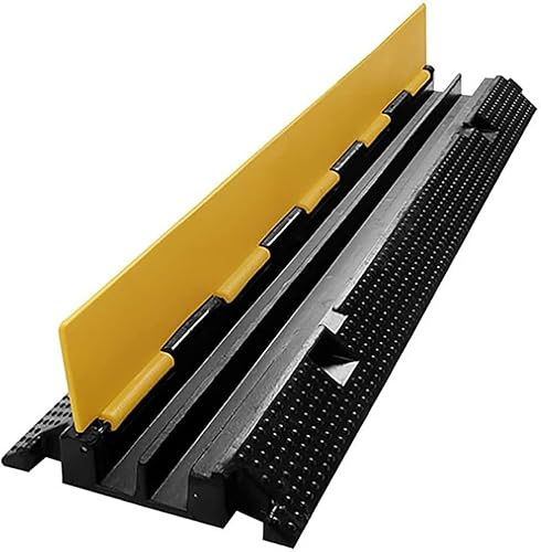 tonchean 2 Channel Cable Cover 100x25CM Rubber Cable Protector Outdoor | Interlocking Floor Cord Cover Heavy Duty Hose Ramp Wire Cover Protector for Workshop Warehous Sport Events Concert Market
