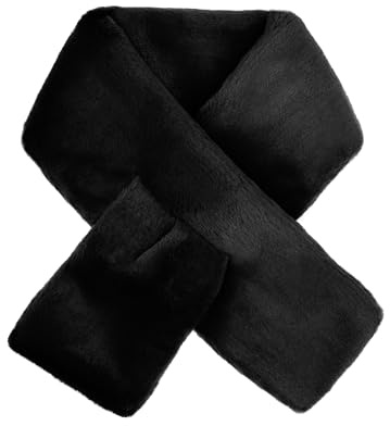 Futrzane Modern Schal - Kunstfell Schal Damen - Winter Pelzkragen Stola aus Pelz (Schwarz Modern)
