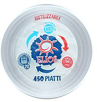 VIRSUS Piatti Piani Riutilizzabili rigidi Bianchi stoviglia riutilizzabile Diametro 21CM lavabili 20 cicli in lavastoviglie, Adatti per il microonde, Varie Quantità (450)