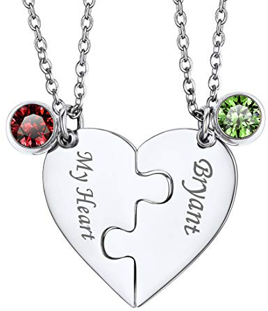 U7 Herz Puzzle Halskette 2/3/4/5/6 Stücke Puzzleteile Anhänger mit 40+5cm Rolokette personalisiert BFF Collier Edelstahl/18k vergoldet Familien Freundschaft Modeschmuck Accessoire