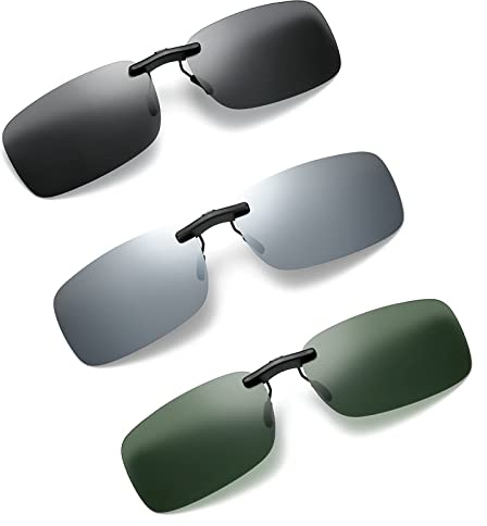 Fengguock 3 Pezzi Clip Occhiali da Sole Polarizzanti, Clip-on, Unisex per Occhiali