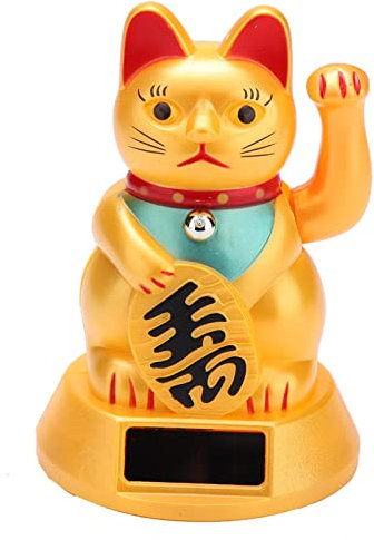 Pilipane Gattino Zampa, Gattino Portafortuna Gatto Che Ondeggia Carino ad Energia Solare Buona, Maneki Neko,Gatto Fortunato ad energia Solare (Oro)