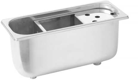 HENDI Eisportioniererspüle, Spülbecken, Eisportionierer, kann an Kühltheken und -auslagen montiert werden, 3/8-Wasserversorgungsleitung, 3/4-Abflussleitung, 270x111x(H)115mm, Edelstahl AISI 304