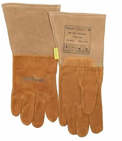 Elmag 59135 WELDAS 10-1003 XL WIG/TIG Schweins-Vollleder 5-Finger-Schweißerhandschuhe, 35cm Länge, 9.5 Größe