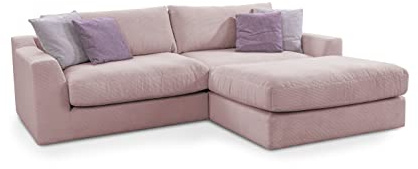 CAVADORE Ecksofa Fiona / Mega L-Sofa in Cord mit tiefen Sitzflächen und weicher Polsterung / Cordsofa / 277 x 90 x 199 / Cordstoff Altrosa