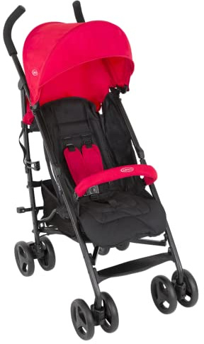 Graco TraveLite kompakt barnvagn/barnvagn – lämplig från födsel till ca. 3 år (15 kg). Lätt på endast 7 kg, körsbärsmode
