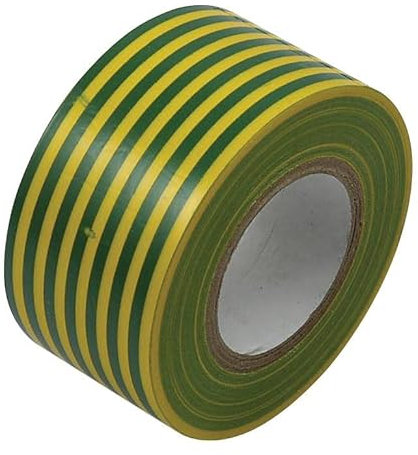 Cinta de PVC, 50 mm x 33 m, verde, amarillo, cinta aislante eléctrica, cantidad 1 | MP002139