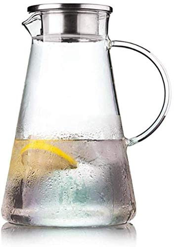 Tekanna 1,3 liters karaffvattenberedare gjord av glasvattenkokare Varm/kall glaskanna Vattenkaraff med lock och handtag Värmebeständig (23cm) Comfortable anniversary