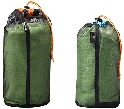 Cabilock 3stücke Mesh Aufbewahrungstaschen Für Schlafsäcke Und Kleidung Leichte Komprimierbare Organizer Für Camping Wandern Und Reisen s Blau-schwarz Orange-schwarz
