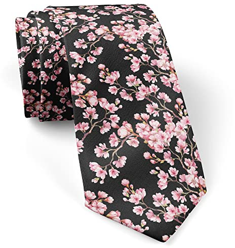 747 Kirschblumen-Aquarell Hochzeit Krawatte Seidenweich Herren Satin Krawatte Graziös Krawattenschal Für Party Hochzeit Büro