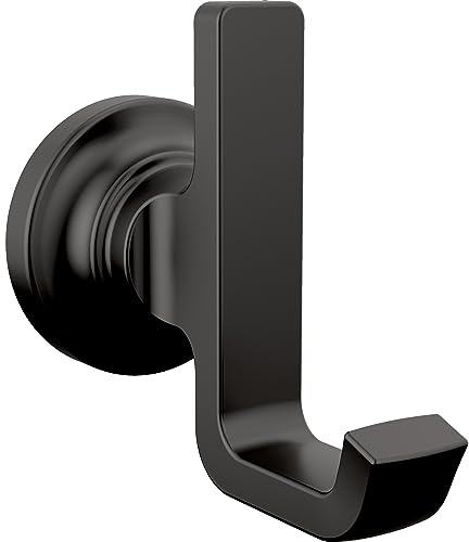 Delta Tetra (1-Pack) Towel Hooks Matte Black Double Bathroom J Hooks Wall Mounted for Robes & Towels Hand Towel Hook Holder Kitchen, Bathroom Accessories 78935-BL