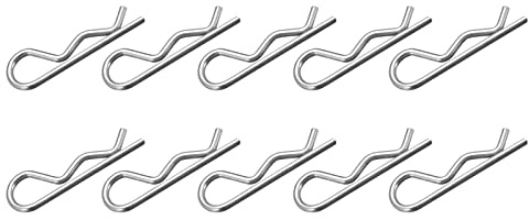 METALLIXITY Federstecker (2.5mm x 45mm) 50Stk Karbonstahl R Geformt Feder Clip Pins für Hitch Pin Schloss Systems Silberton
