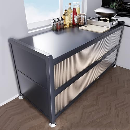 CMYAOYC Küchenschrank, Arbeitstische for Lebensmittelzubereitung aus Metall, Freistehender Organizer mit 3 Ebenen, Küchenregal Arbeitsplatte, Erweiterte Theke ( Color : Dark Gray , Size : 80*44*85cm )