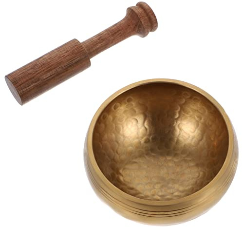 ifundom Tibetische Klangschale für Meditation Bell Metall 9,5cm mit Holzstab für Meditationsraum und Yoga