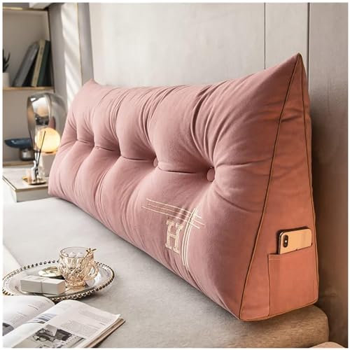 ZTGL Rückenkissen, Lesekissen für Bett und Sofa, groß Keilkissen, Rückenpolster für die Wand, Sitzkissen, Wandkissen, mit waschbarem Bezug - Ideal zum Anlehnen im Bett,Rosa,120 * 50 * 20cm