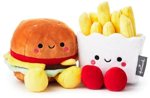 Hallmark Better Together, Burger and Fries Plush Pair, Set of 2 | Soft Polyester, Weighted Body & Feet, Embedded Magnets, Easy to Clean, Great for Birthdays, Anniversaries, Valentine’s Day