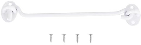 sourcing map 8 Inch Hook and Eye Latch, Barn Door Lock Privacy Hardware Stainless Steel Gate Lock for Window Cabin Hooks Sliding Door Bedroom Bathroom, White