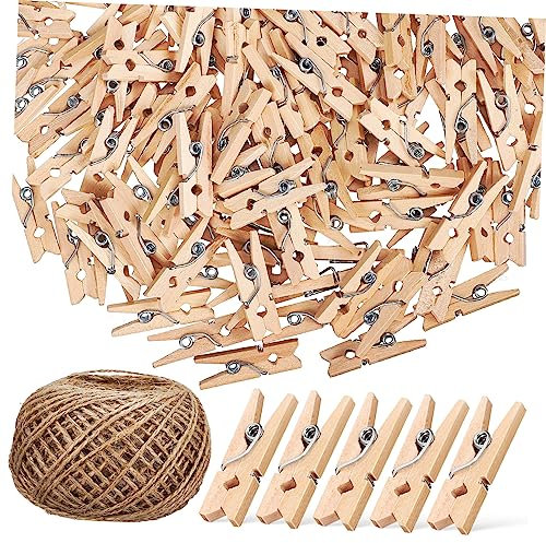 MUSISALY 1rolle Jute Seil Mit Holzklammern Natur Jutegarn Für Bastelprojekte Garten Dekoration Verpacken Und Kunstwerke