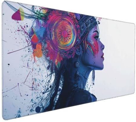 Gaming Mauspad XXL Farbe Mousepad 1000x500x4mm sexy Frau Verlängertes Mauspad Schreibtischauflage,Genähte Kanten Mauspad,Verbessert Präzision Geschwindigkeit Wasserdicht Geeignet für Büro und Spiele