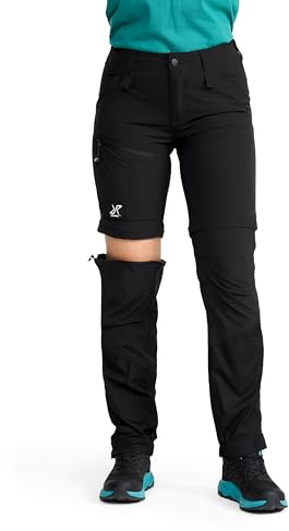 RevolutionRace RVRC GP PRO Stretch Zip-off Pants da Donna, Pantaloni da Trekking Convertibili per attività all'aperto, Black, M