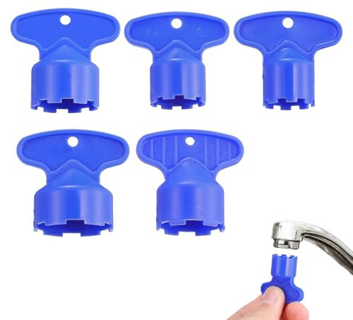 WOLMIK 5 chiavi per aeratore per rubinetto, chiave per la rimozione di chiavi con 5 misure M16,5, 18,5, 21,5, 22,5, 24 aeratori da incasso, chiavi aeratore per lavandino, colore blu