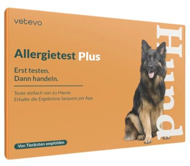 vetevo Allergietest Plus Hund, Unverträglichkeitstest Hunde, bei Juckreiz & Niesen, 360+ Futtermittel Unverträglichkeiten, Gräser, Pollen & Co