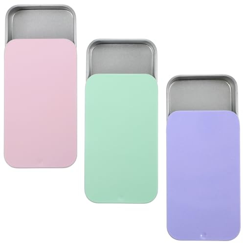 TIESOME 3 Stück 6,0 X 3,5 X 1 cmBlechdose Mit Deckel, Mini Metalldosenbehälter, Rechteckige Leere Dosen Bunte Metalldosen Mit Schiebedeckel Für Süßigkeiten Schmuck Basteln