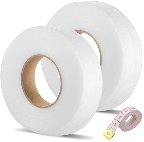 Cinta Dobladillo Plancha Extra Fuerte 64m, Cinta Termoadhesiva para Dobladillos Sin Coser Ancho de 30mm, Fliselina Termoadhesiva Doble Cara para Cortinas Ropa Pantalones Incluye Cinta Métrica