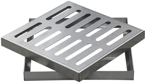 Gitterrost aus Edelstahl 304, Schachtabdeckung 400 Kg Tragkraft, für Dusche, Bad, Küche, Terrasse, Garage und Außenbereich(10x10x2cm/4x4x1in)