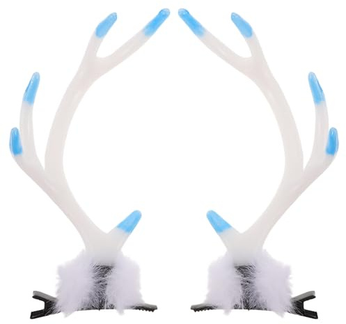 SAFIGLE Pinza Pelo Forma de Cuerno de Reno Navideño Accesorios Cabello Navideños para Niñas para Fotos de Navidad Pinzas Decorativas de Cuerno de Alce de Material Resistente