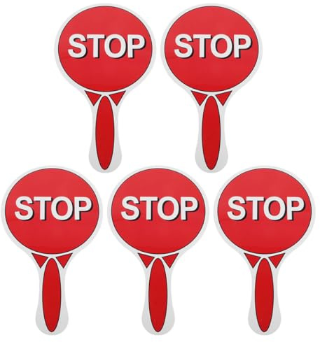 Abaodam Lot de 5 Panneaux d'Arrêt Portatifs pour Garçon et Filles Double Face Rouge et Vert Jeu Éducatif de Signalisation Routière Matériel Pédagogique pour Maternelle et Primaire