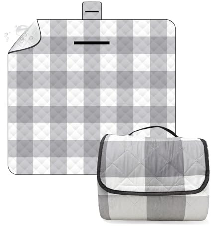 MFUSUL 200 x 200 cm Coperta da Picnic, Coperta Pic Nic Impermeabile Pieghevole, Telo Picnic Impermeabile con Manici, Tappeto Spiaggia Antisabbia Grande per Campeggio/BBQ/Viaggi