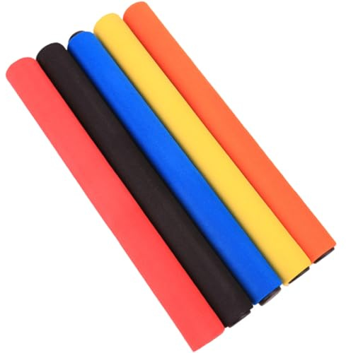 Veemoon Lot de 5 Bâtons de Relais Garçon et Filles en Mousse Antidérapante Multicolore, Légers et Souples, Adaptés pour Course D’athlétisme Extérieure et Intérieure, Outil de Compétition