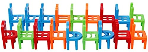 Solinder Balancierende Stühle, Stapelspiel, Kreatives Lernstuhl-Turmspiel für, Familienfeier, Kunststoff, Bunt, 18 Stück