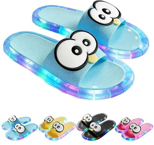 Yfjyxen Ciabatte LED Pinguino Pantofole Luminose, Sandali Arcobaleno Da Donna, Pantofole Che Si Illuminano Al Buio Calzature Per Adulti Con Simpatici Occhietti Da Cartone Animato