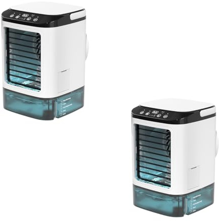 Climatiseur Mobile 2026 sans Évacuation, 4 Vitesses, avec Moule à Glaçons, Brumisation, LED 7 Couleurs et Réservoir 900 ml – Rafraîchisseur d'Air Silencieux，2pcs