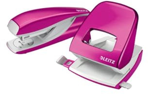 Esselte Leitz Locher NeXXt 5008 und Heftgerät NeXXt 5502 im Set, pink metallic