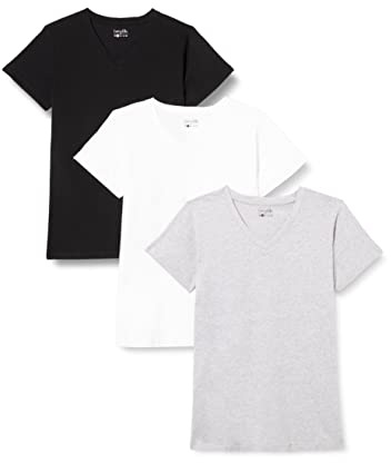 berydale Camisetas Mujer, 100% Algodón, Cuello en V (Paquete de 3 y paquete de 5)